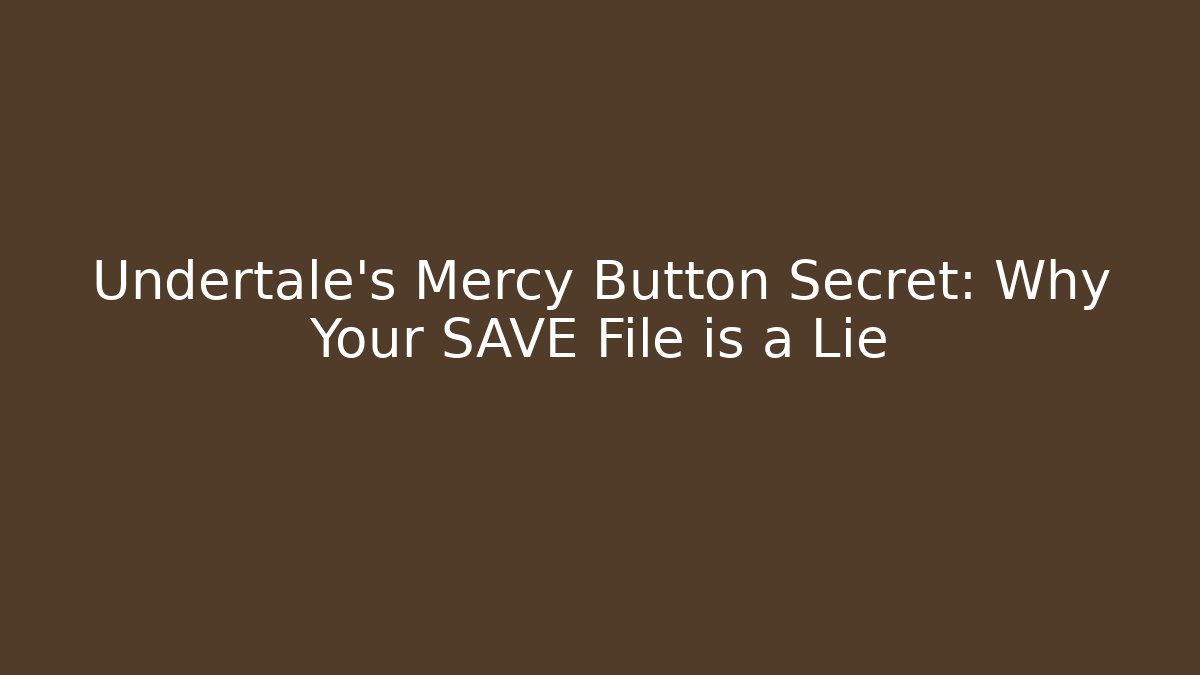 Undertale's Mercy Button Secret: Why Your SAVE File is a Lie - Método de Aprovação