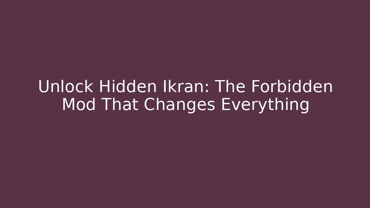 Unlock Hidden Ikran: The Forbidden Mod That Changes Everything