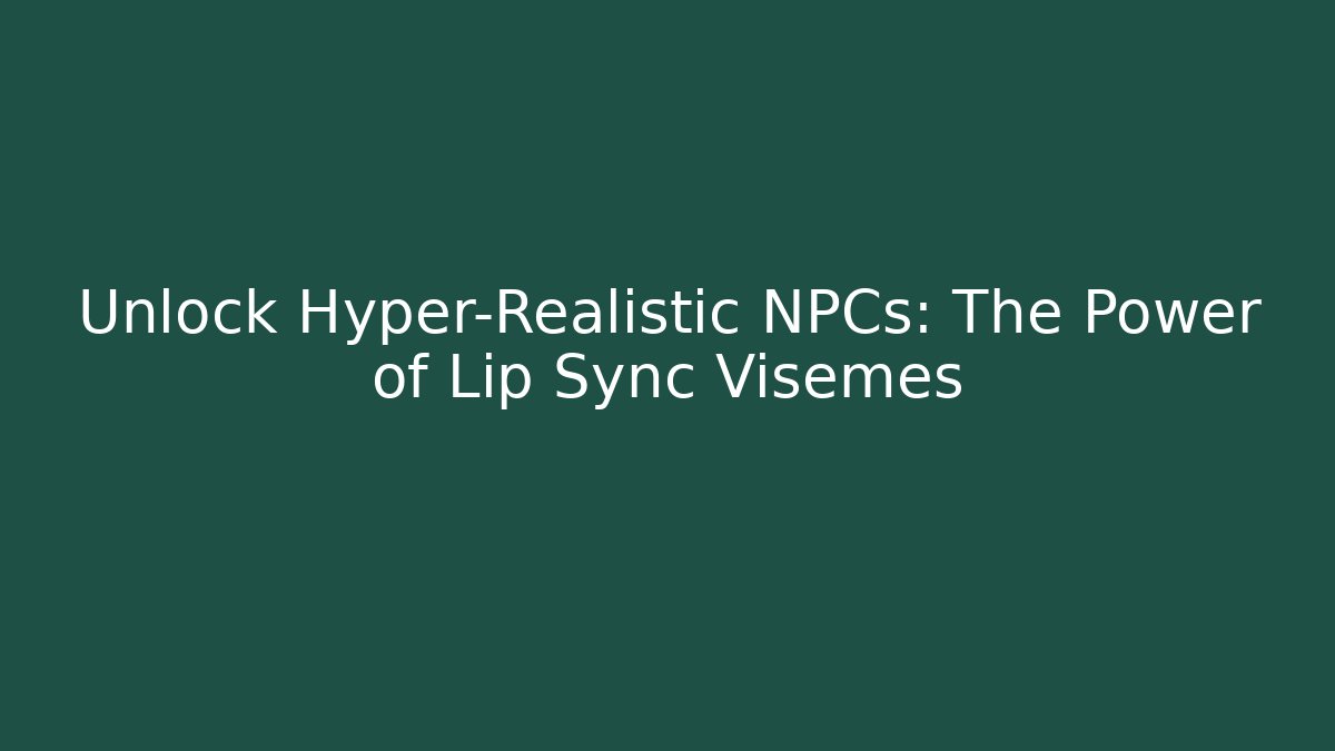 Unlock Hyper-Realistic NPCs: The Power of Lip Sync Visemes