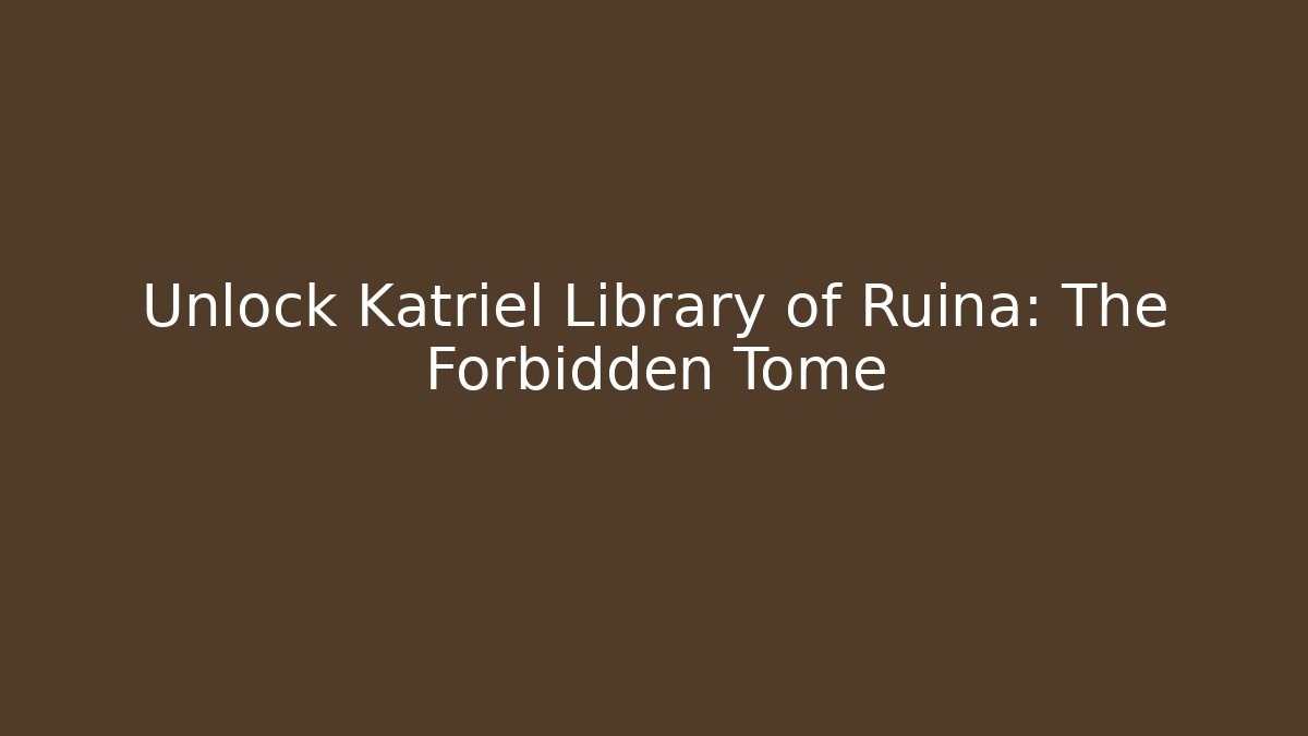 Unlock Katriel Library of Ruina: The Forbidden Tome