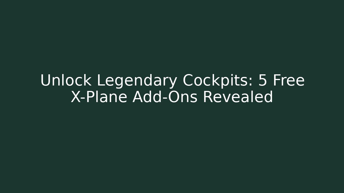 Unlock Legendary Cockpits: 5 Free X-Plane Add-Ons Revealed