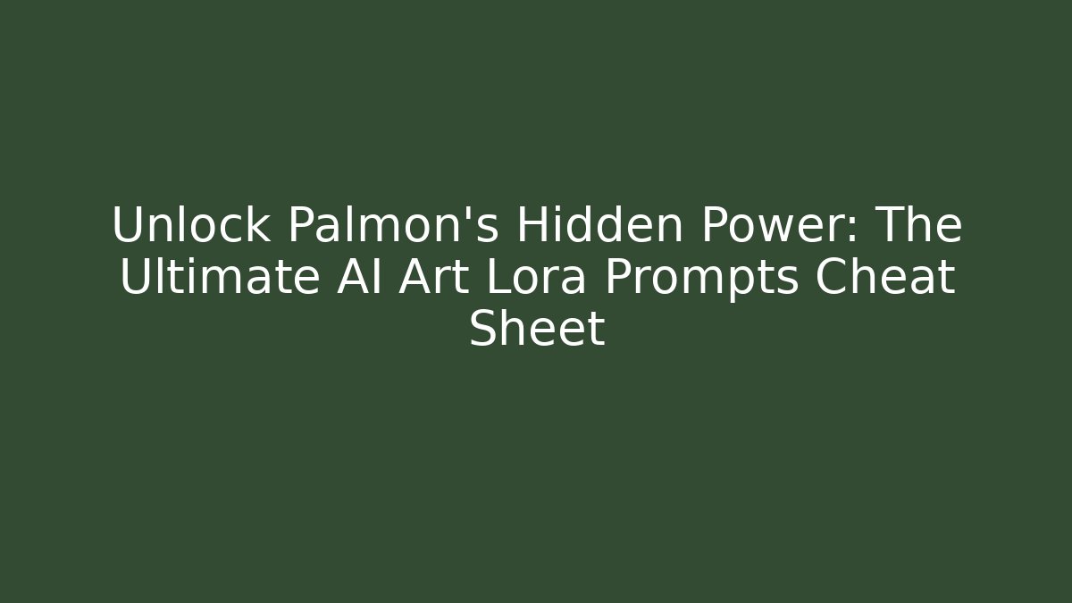 Unlock Palmon’s Hidden Power: The Ultimate AI Art Lora Prompts Cheat Sheet