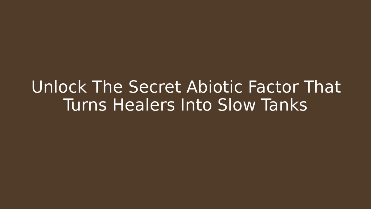 Unlock The Secret Abiotic Factor That Turns Healers Into Slow Tanks