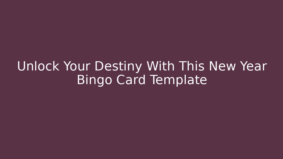 new year bingo card template