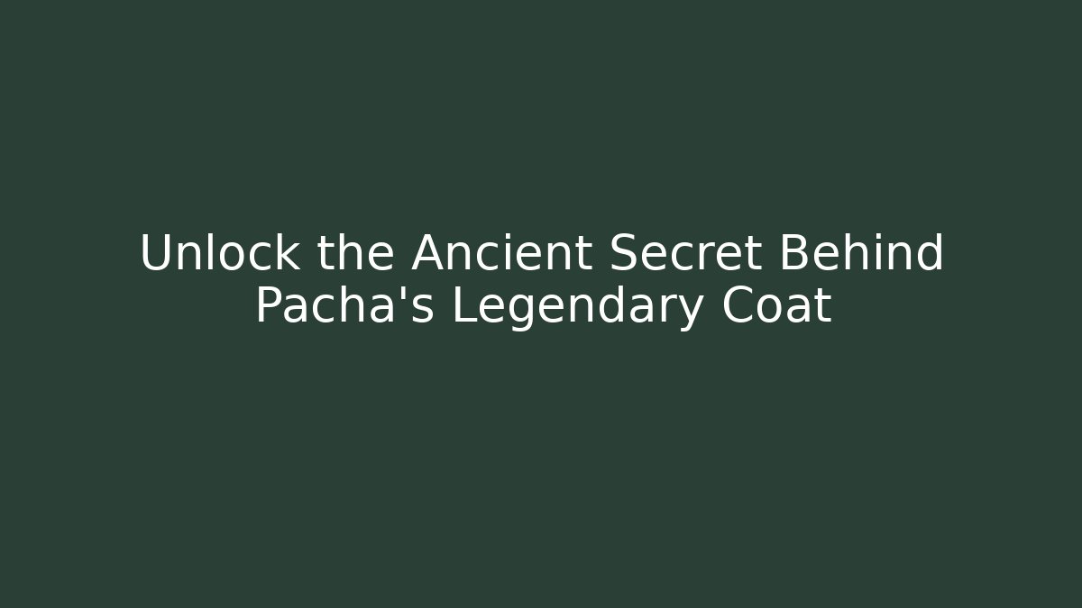 Unlock the Ancient Secret Behind Pacha's Legendary Coat