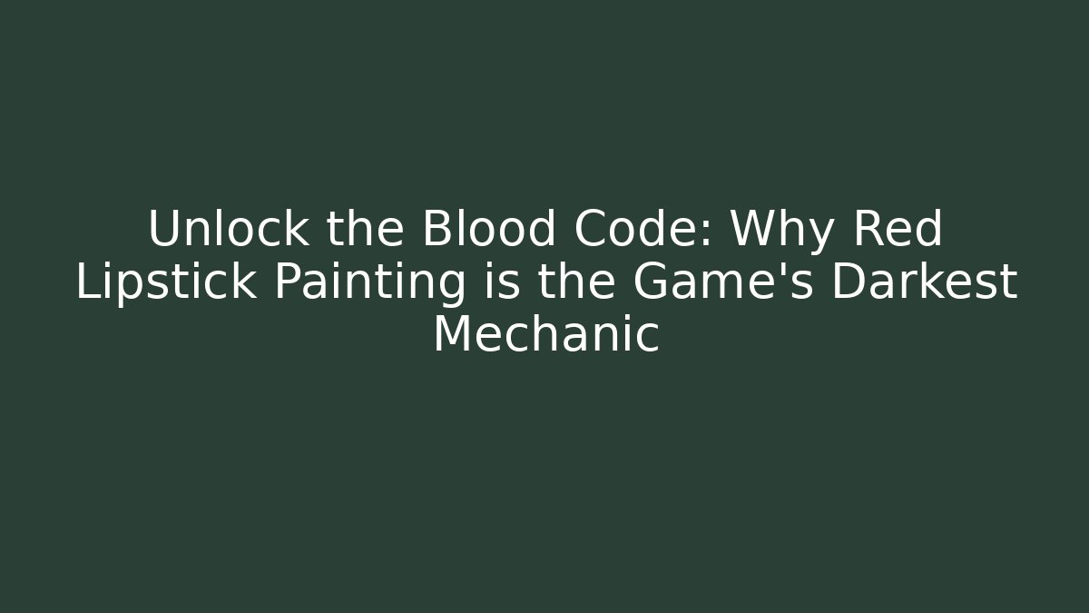 Unlock the Blood Code: Why Red Lipstick Painting is the Game's Darkest Mechanic