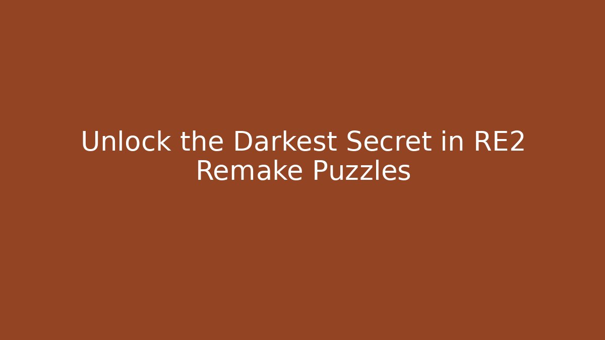 Unlock the Darkest Secret in RE2 Remake Puzzles