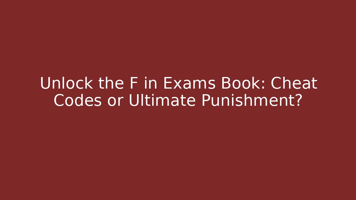 Unlock the F in Exams Book: Cheat Codes or Ultimate Punishment?