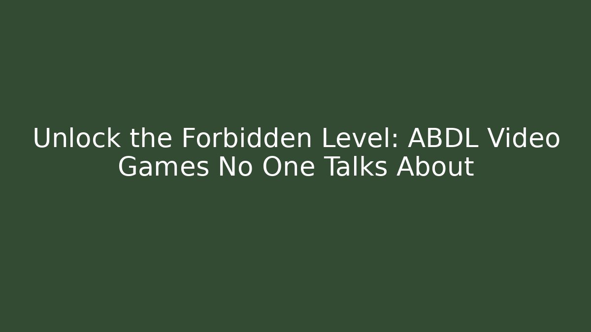 Unlock the Forbidden Level: ABDL Video Games No One Talks About
