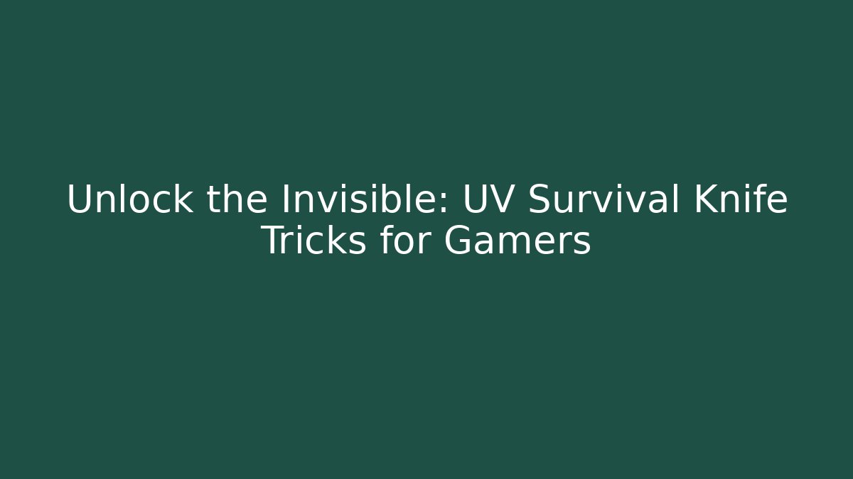 Unlock the Invisible: UV Survival Knife Tricks for Gamers