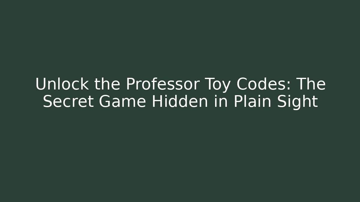 Unlock the Professor Toy Codes: The Secret Game Hidden in Plain Sight