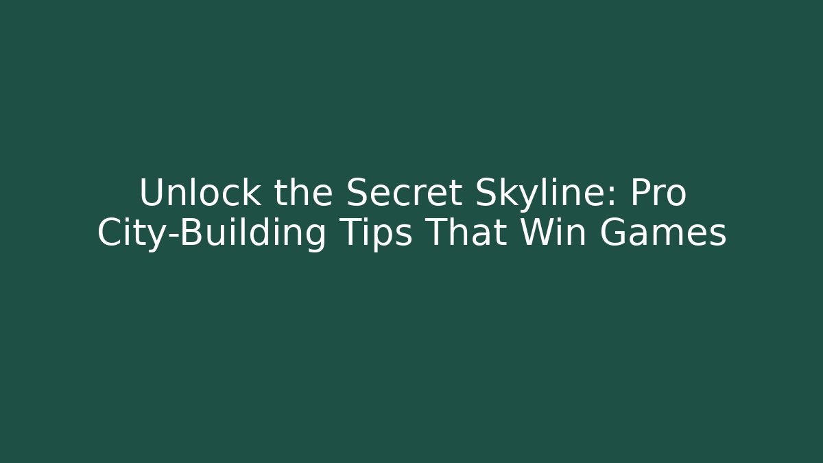 Unlock the Secret Skyline: Pro City-Building Tips That Win Games