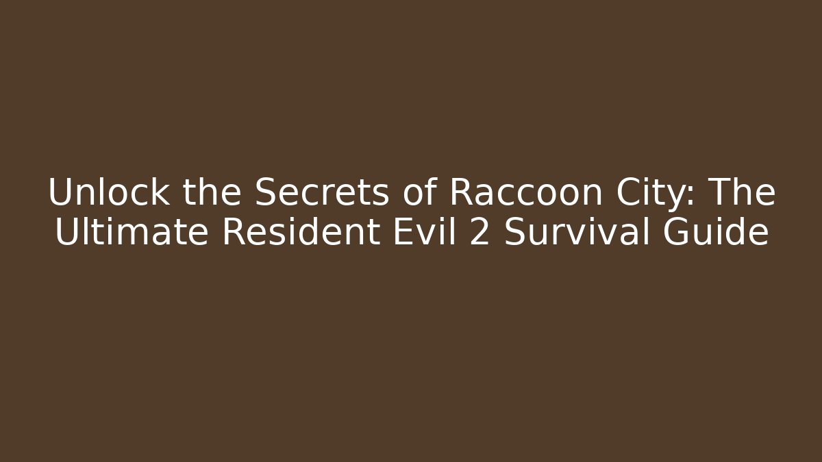 Unlock the Secrets of Raccoon City: The Ultimate Resident Evil 2 Survival Guide