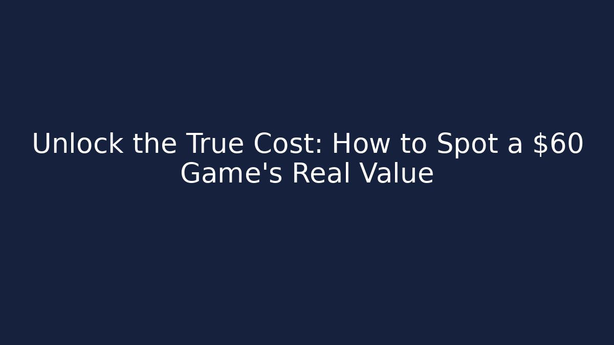Unlock the True Cost: How to Spot a $60 Game's Real Value