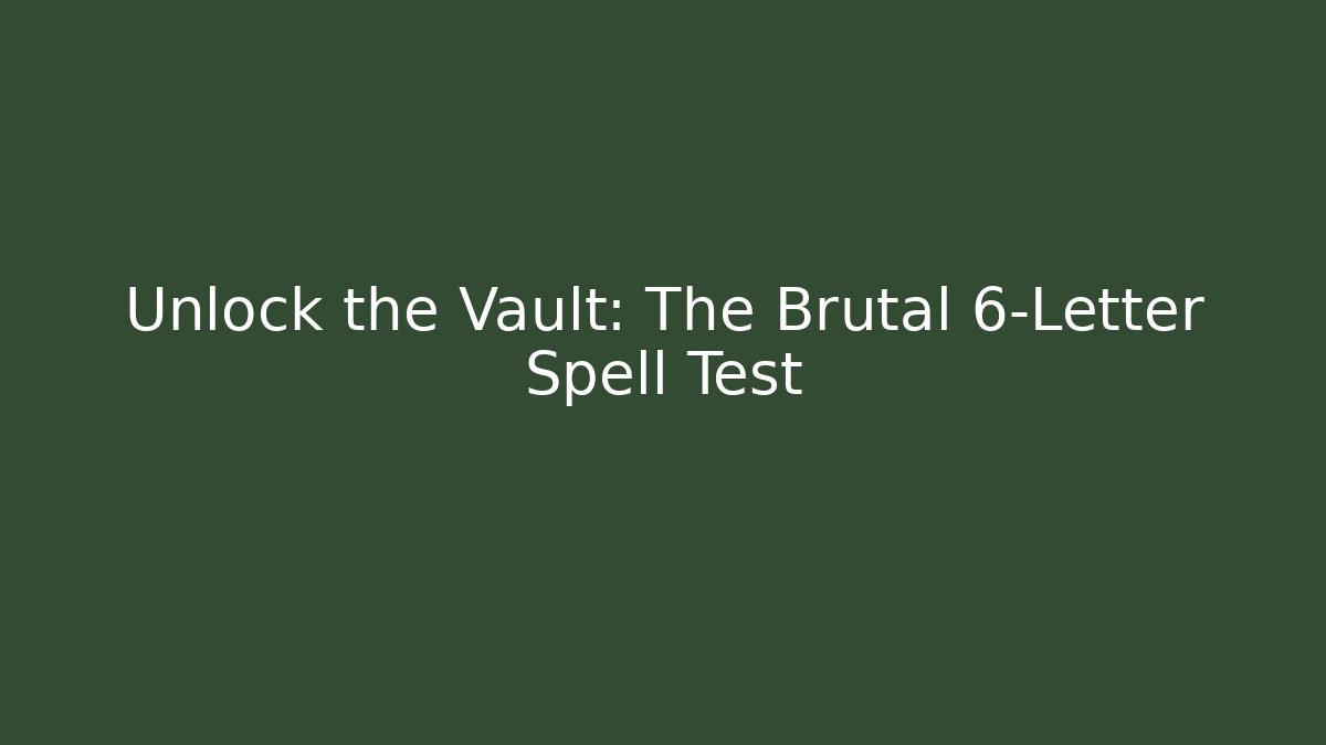 Unlock the Vault: The Brutal 6-Letter Spell Test
