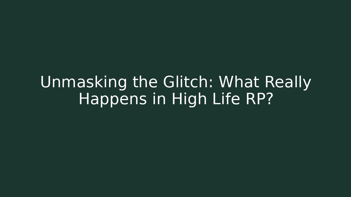 Unmasking the Glitch: What Really Happens in High Life RP?