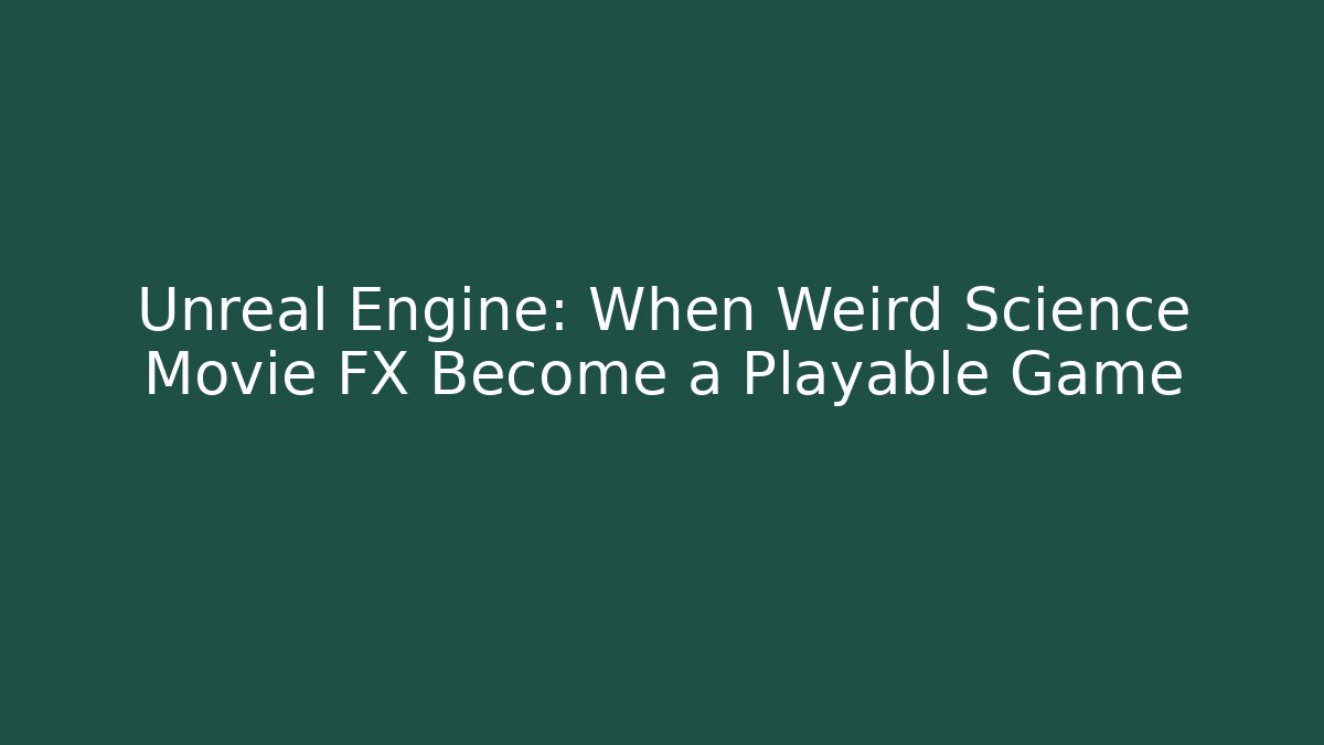 Unreal Engine: When Weird Science Movie FX Become a Playable Game
