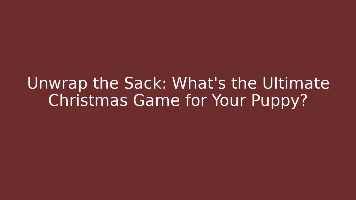 Unwrap the Sack: What’s the Ultimate Christmas Game for Your Puppy?
