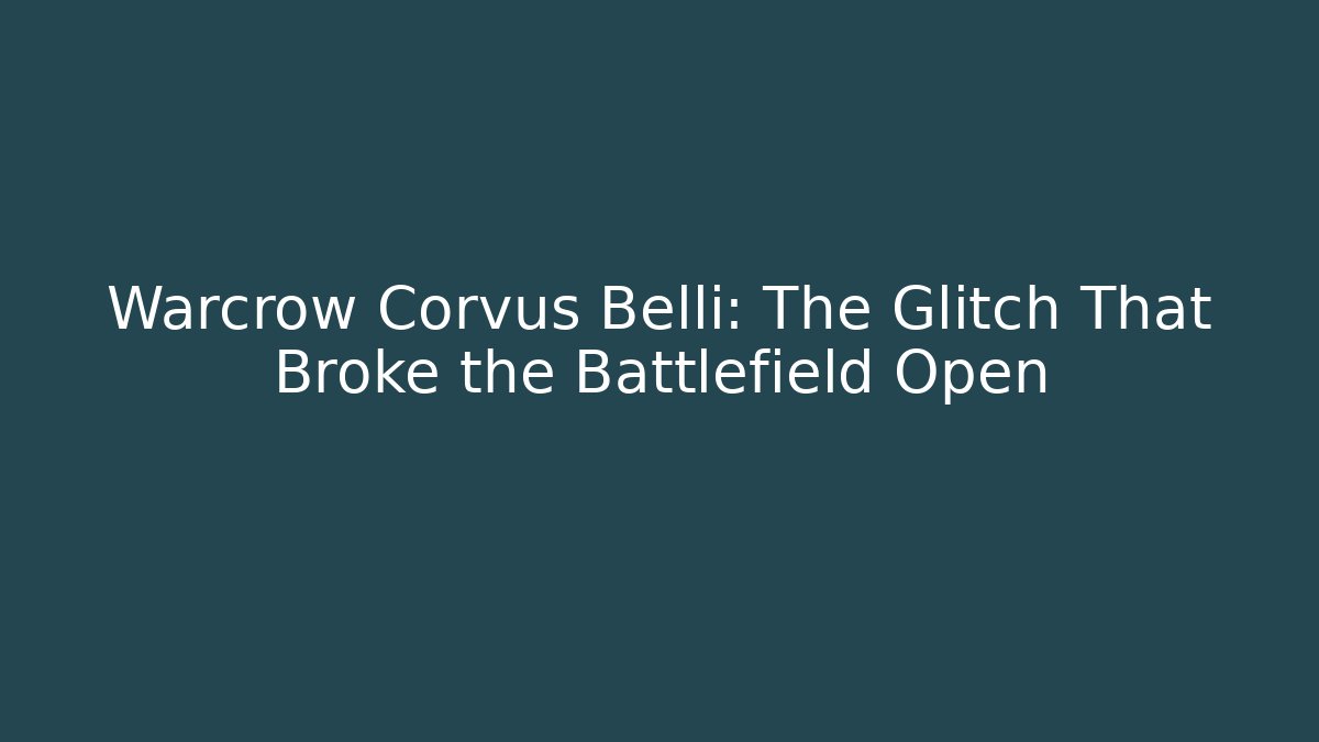 Warcrow Corvus Belli: The Glitch That Broke the Battlefield Open