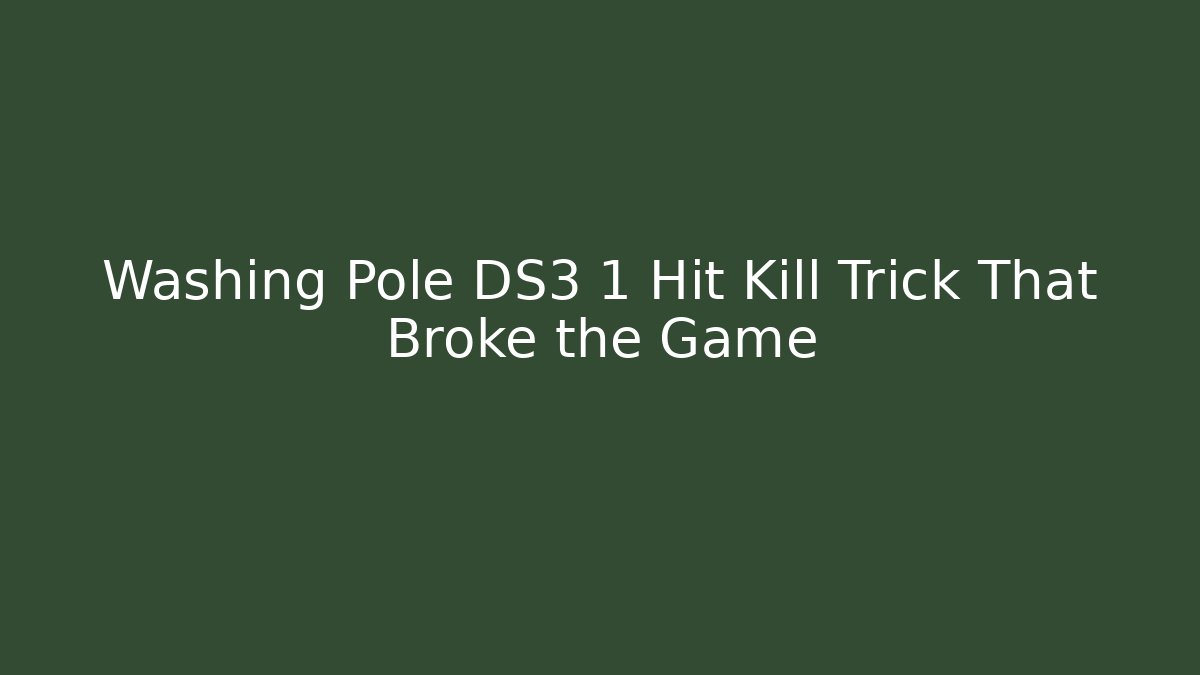 Washing Pole DS3 1 Hit Kill Trick That Broke the Game