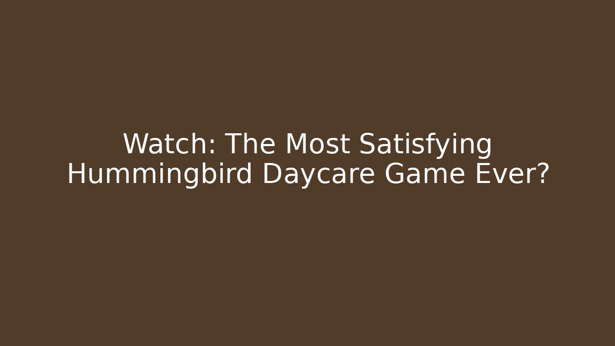 Watch: The Most Satisfying Hummingbird Daycare Game Ever?