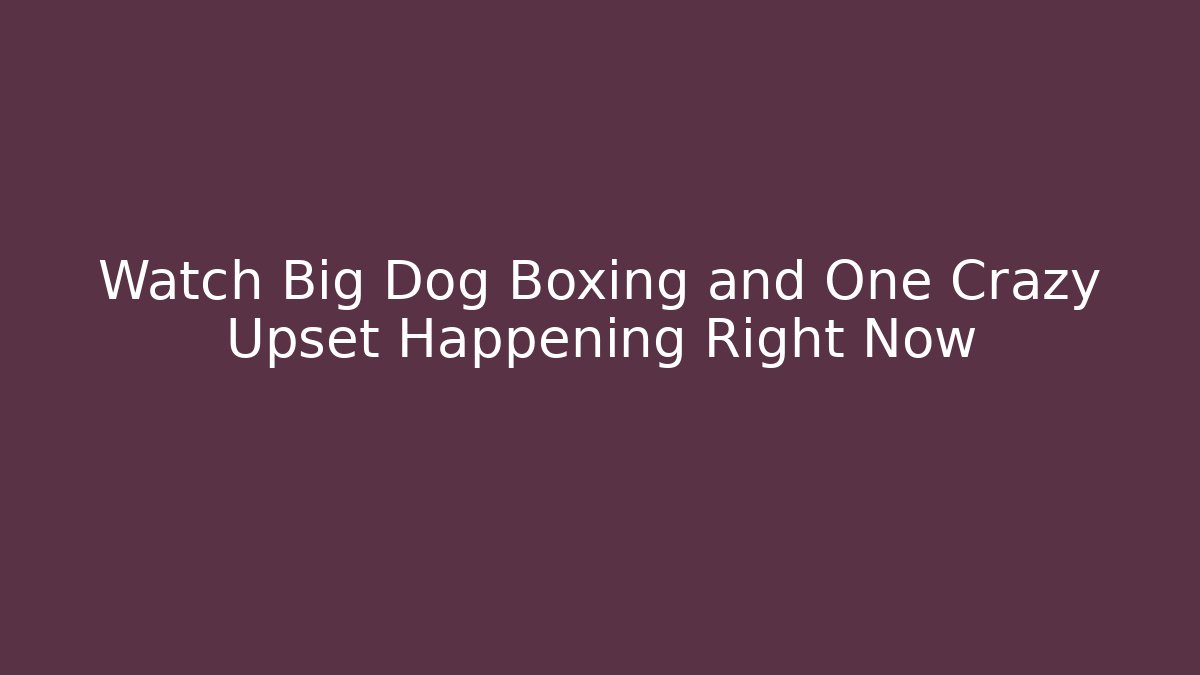 Watch Big Dog Boxing and One Crazy Upset Happening Right Now