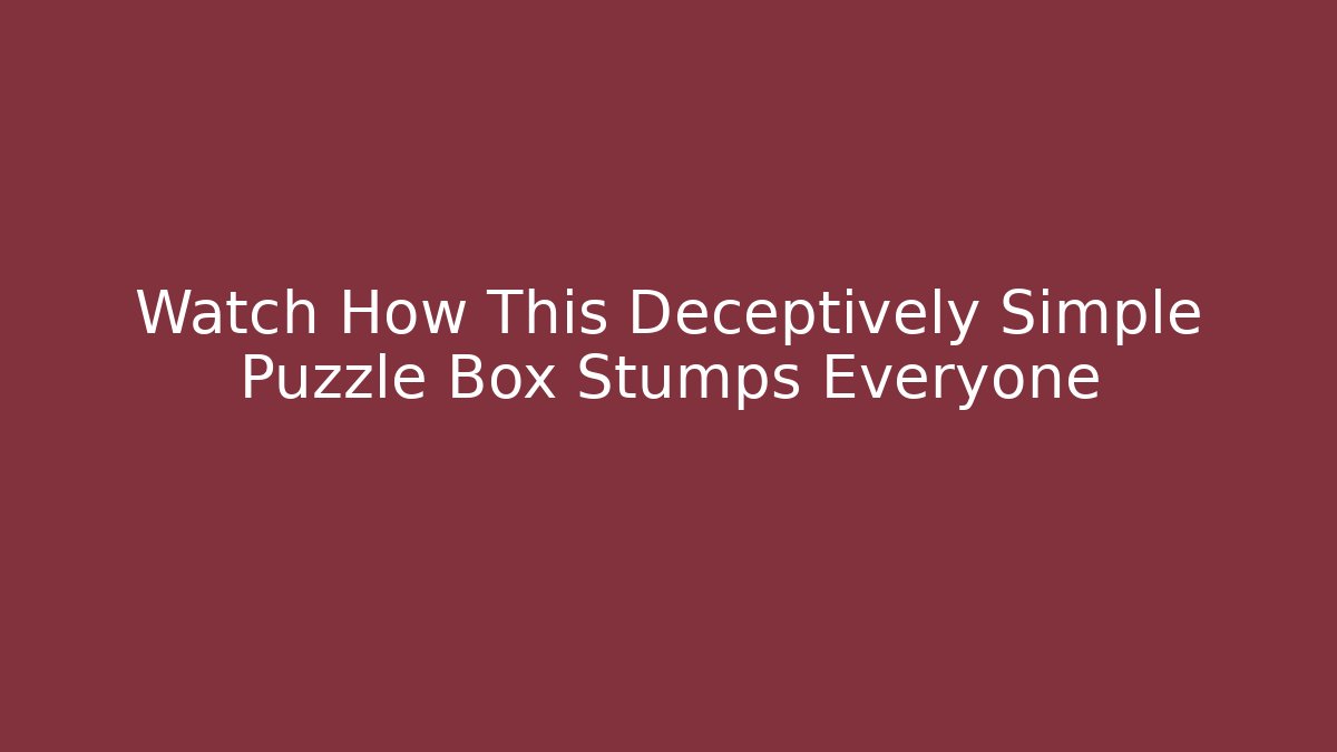 Watch How This Deceptively Simple Puzzle Box Stumps Everyone