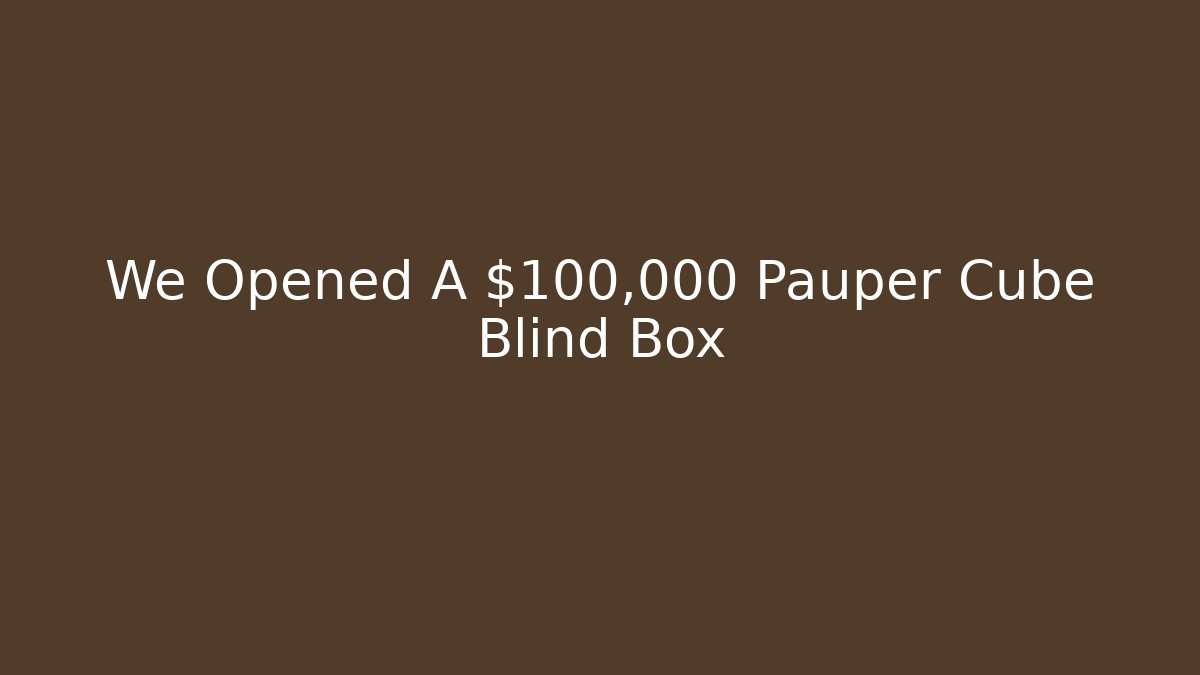 We Opened A $100,000 Pauper Cube Blind Box