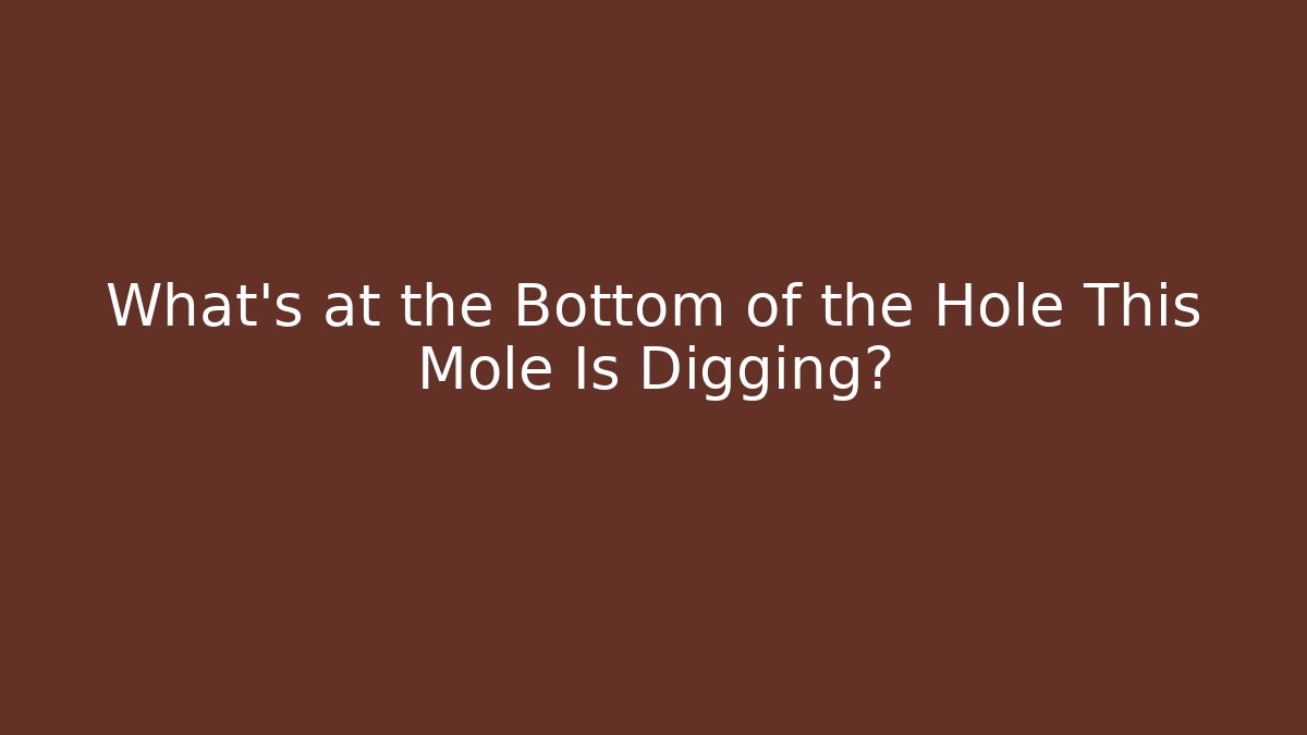 What’s at the Bottom of the Hole This Mole Is Digging? - Método de Aprovação