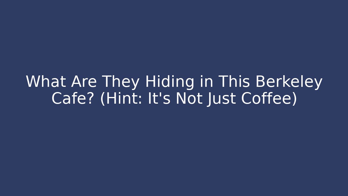 What Are They Hiding in This Berkeley Cafe? (Hint: It's Not Just Coffee)