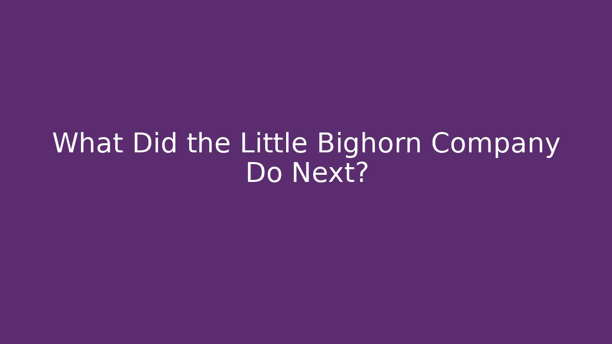 What Did the Little Bighorn Company Do Next?