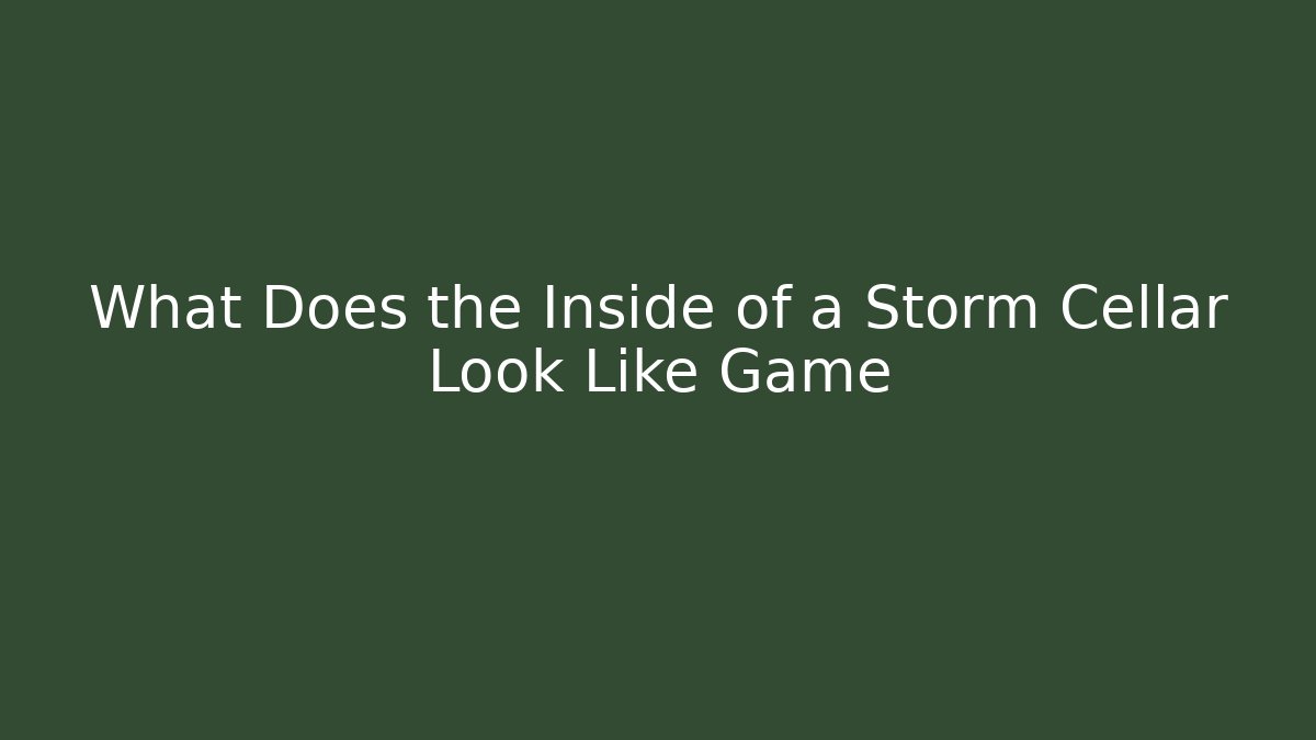 What Does the Inside of a Storm Cellar Look Like Game