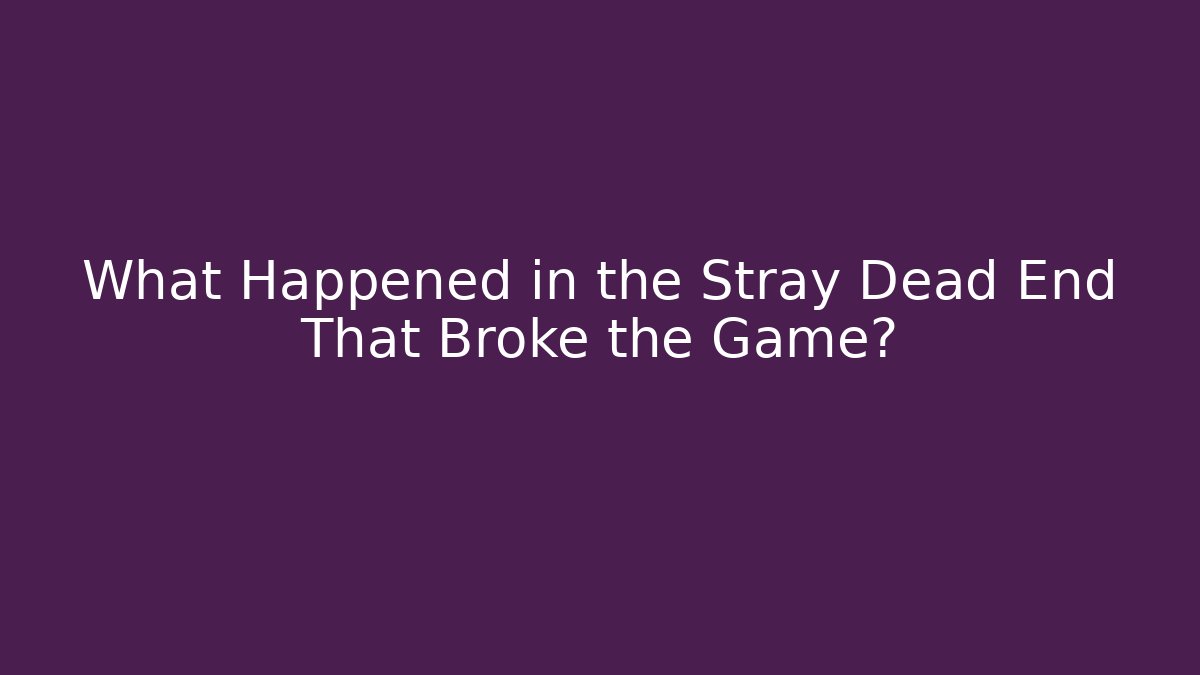 What Happened in the Stray Dead End That Broke the Game?