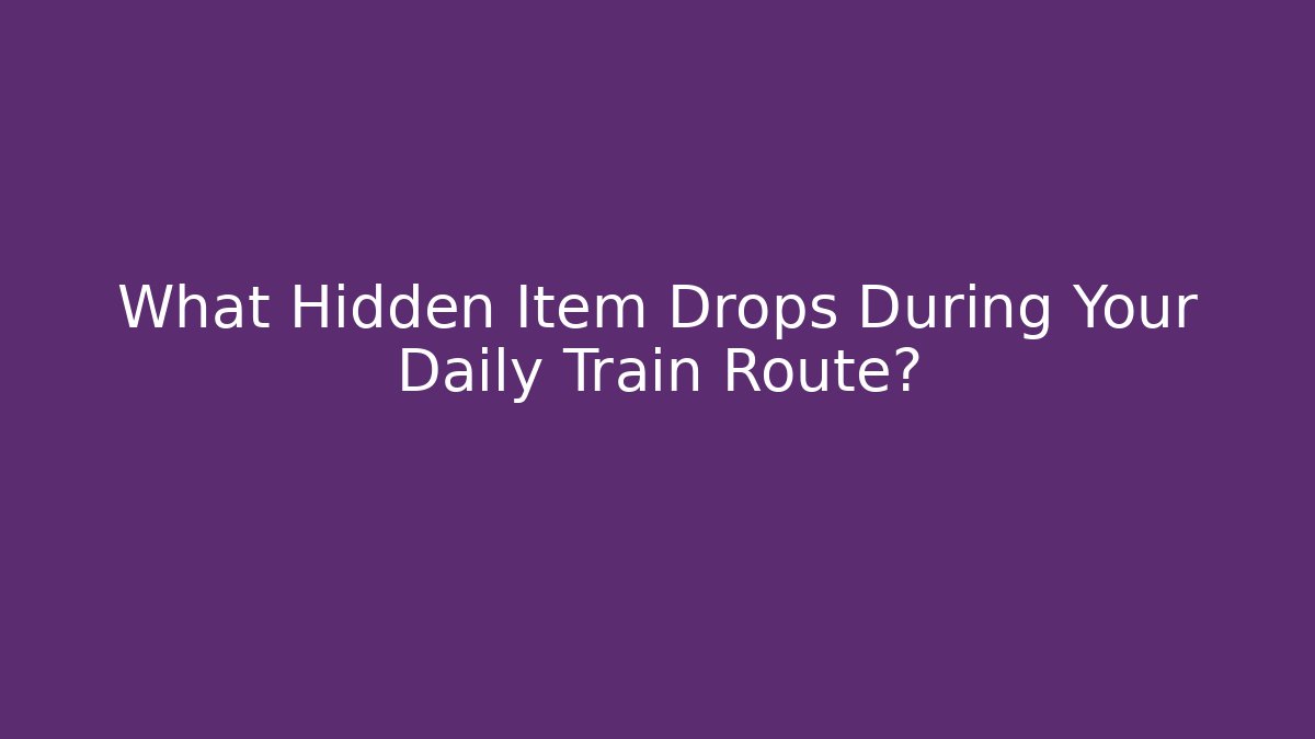 What Hidden Item Drops During Your Daily Train Route?