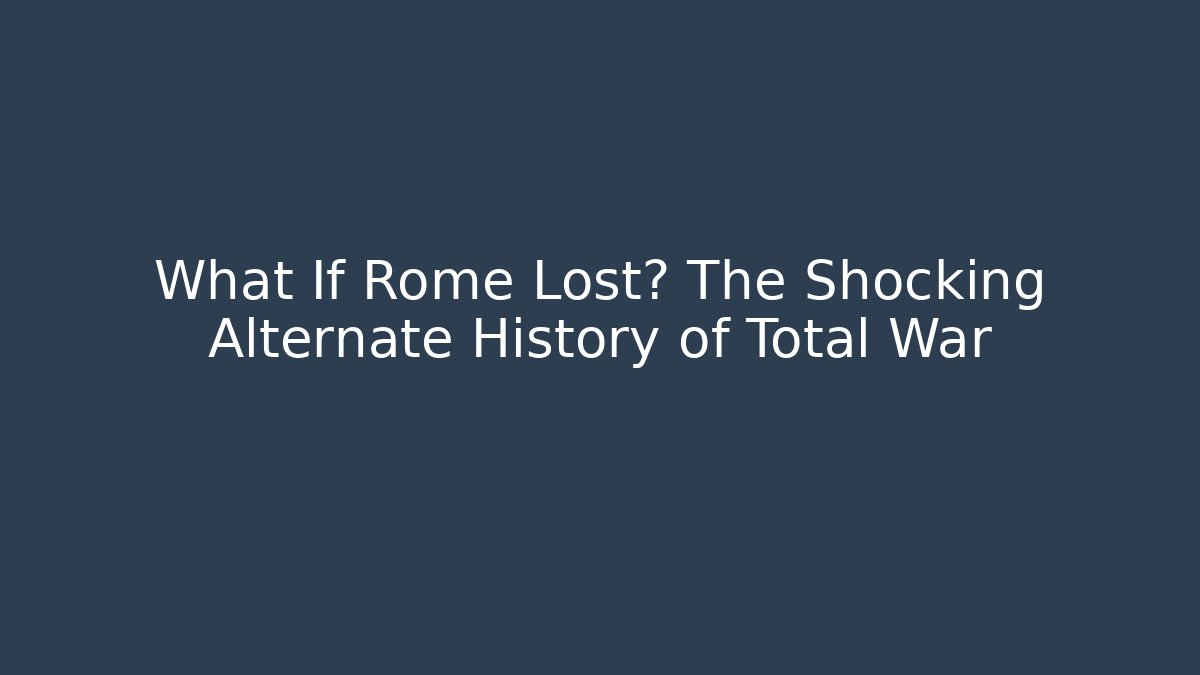 What If Rome Lost? The Shocking Alternate History of Total War