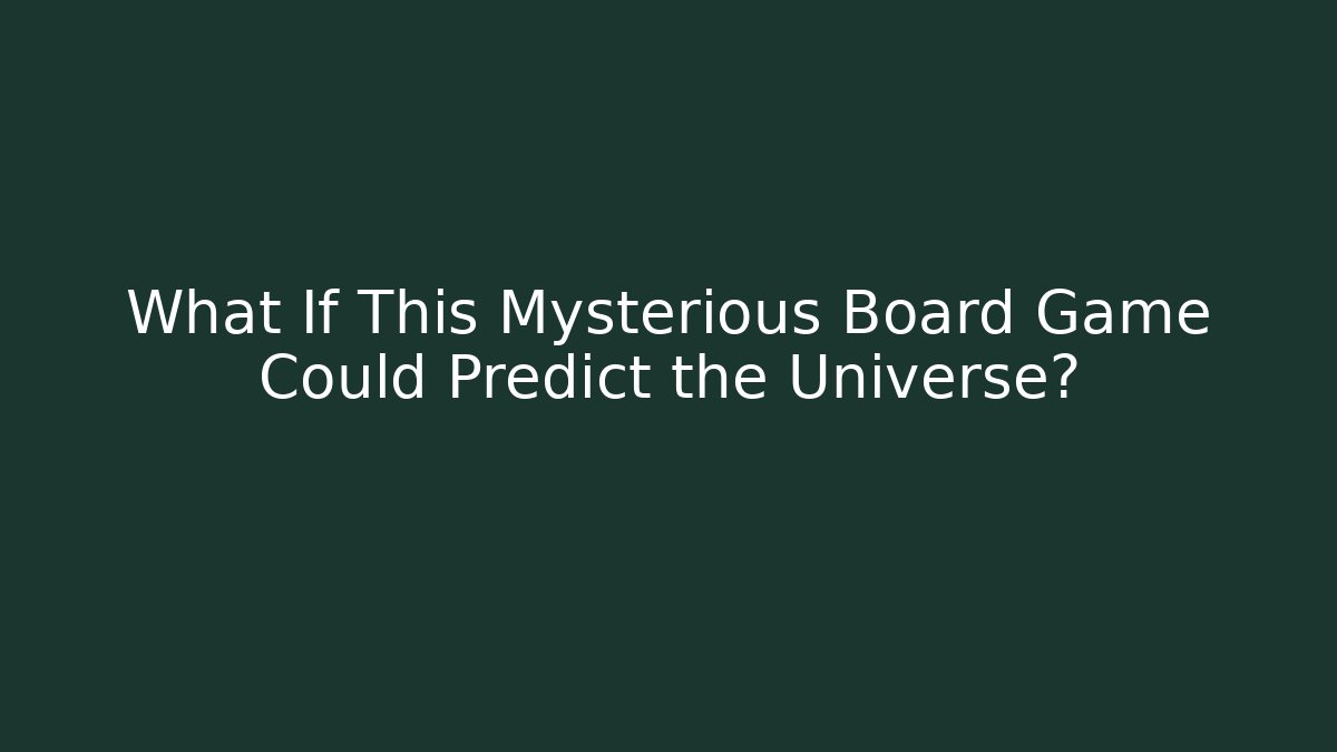 What If This Mysterious Board Game Could Predict the Universe?