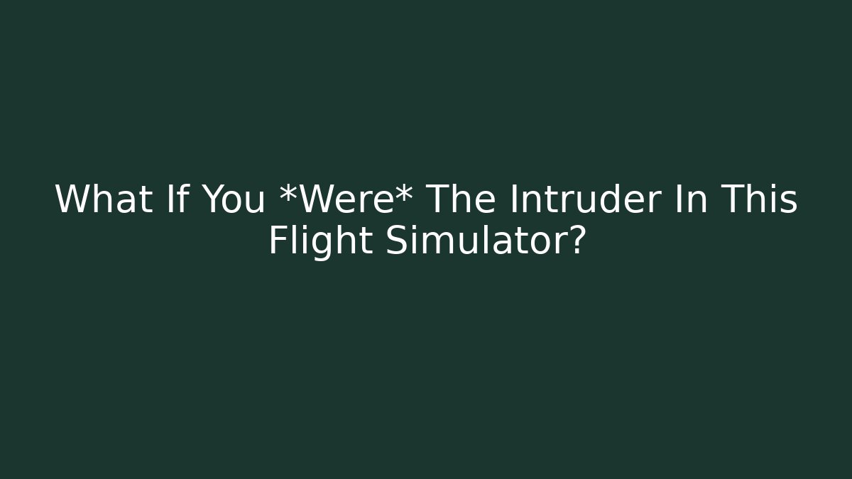 What If You *Were* The Intruder In This Flight Simulator? - Método de Aprovação