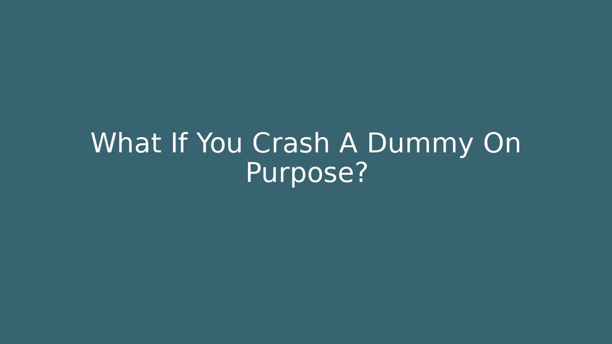 What If You Crash A Dummy On Purpose?