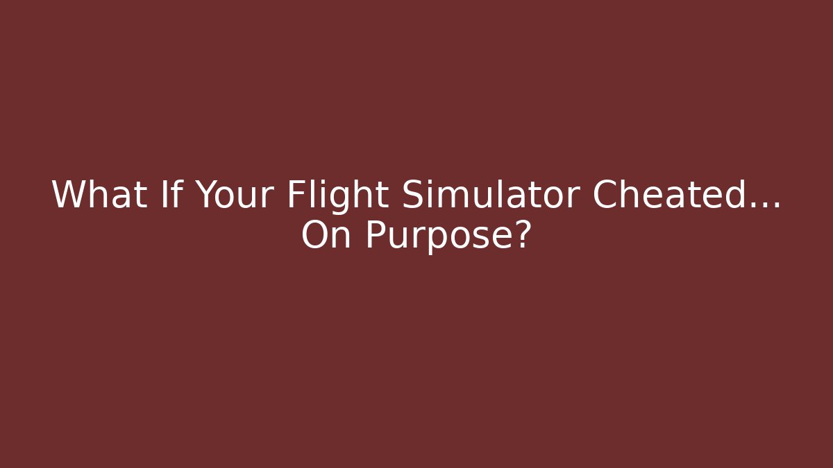 What If Your Flight Simulator Cheated… On Purpose?