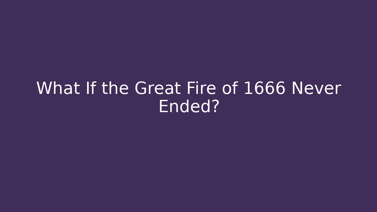 What If the Great Fire of 1666 Never Ended?