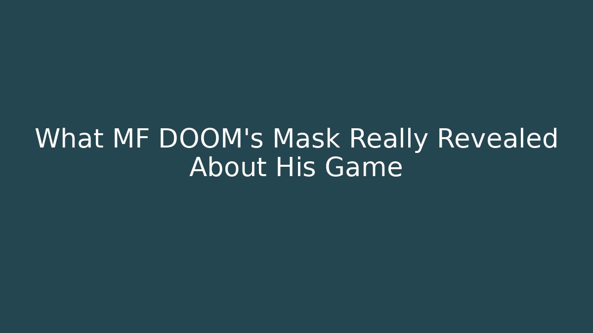 What MF DOOM's Mask Really Revealed About His Game