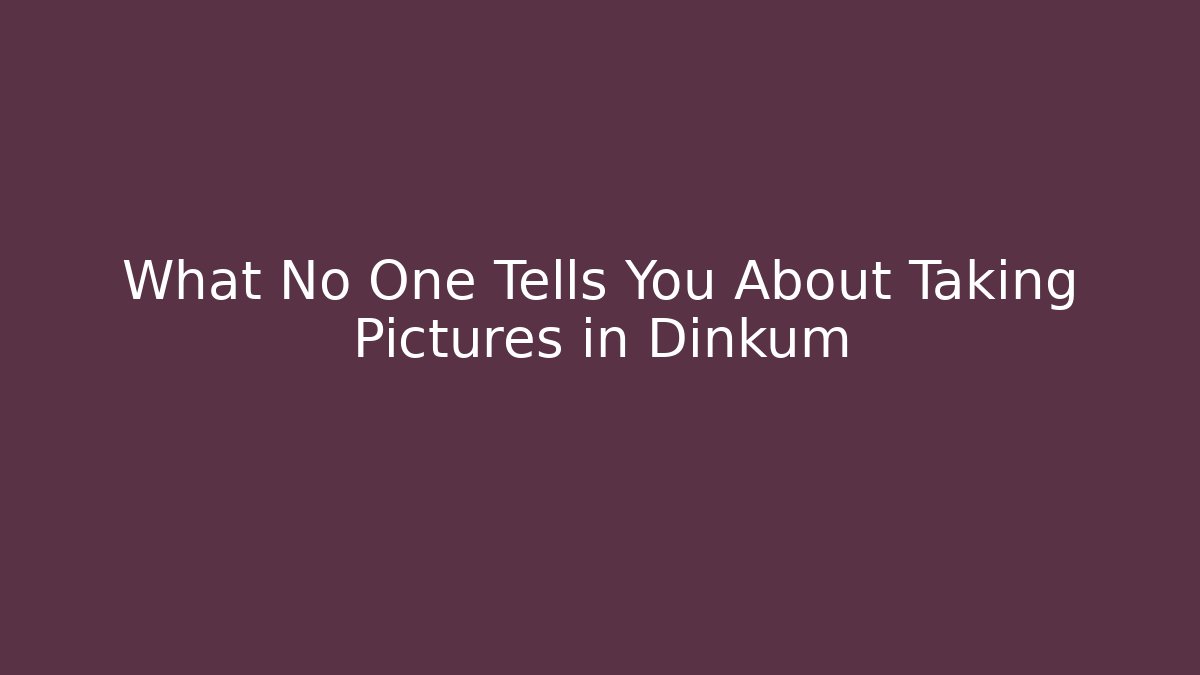 What No One Tells You About Taking Pictures in Dinkum