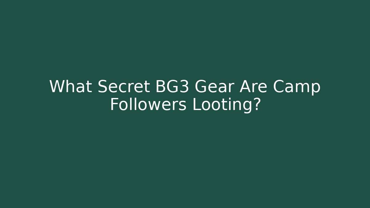What Secret BG3 Gear Are Camp Followers Looting?