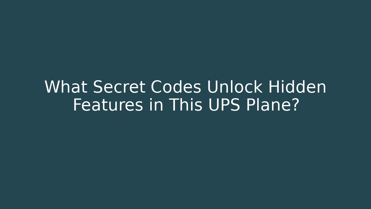 What Secret Codes Unlock Hidden Features in This UPS Plane? - Método de Aprovação