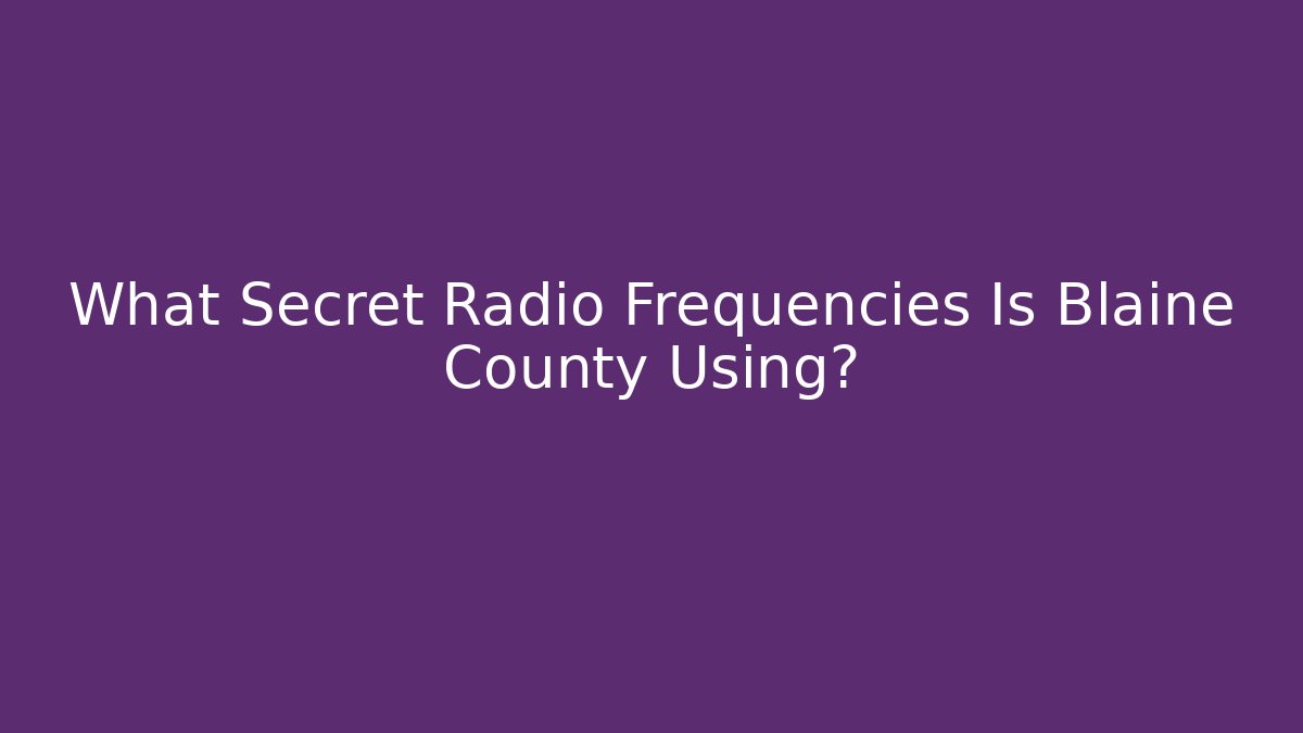 What Secret Radio Frequencies Is Blaine County Using?