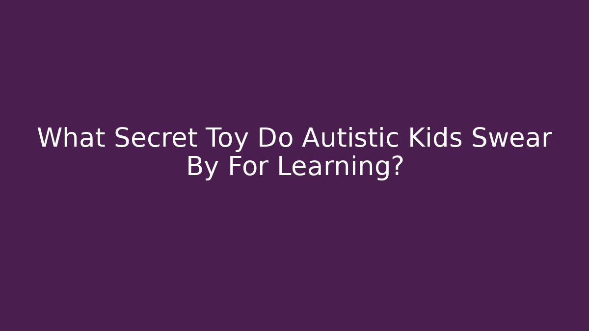 What Secret Toy Do Autistic Kids Swear By For Learning?