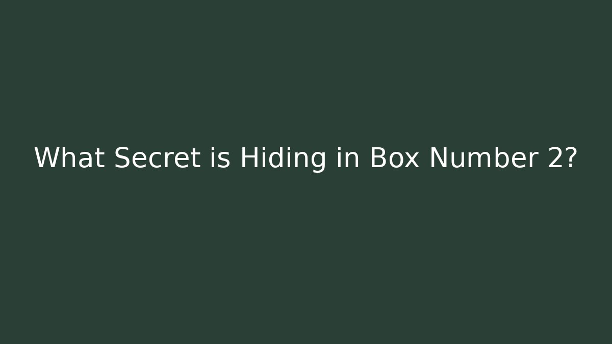 What Secret is Hiding in Box Number 2?