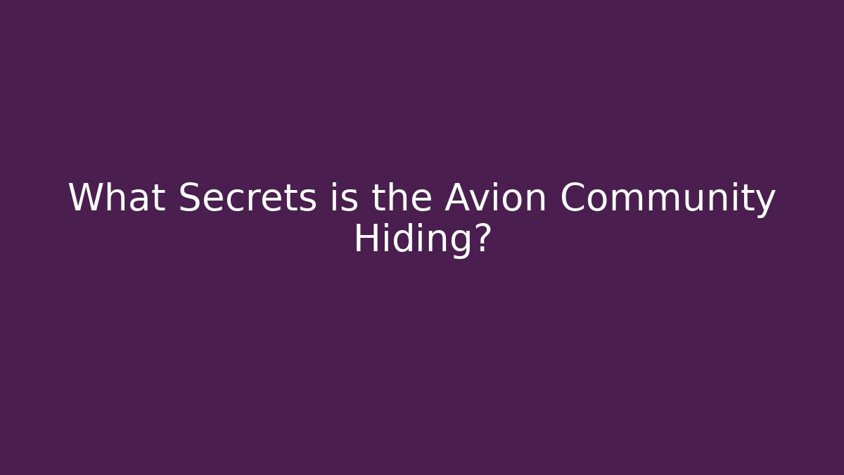 What Secrets is the Avion Community Hiding?