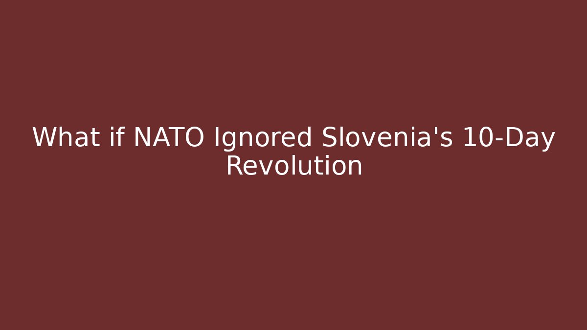 What if NATO Ignored Slovenia’s 10-Day Revolution
