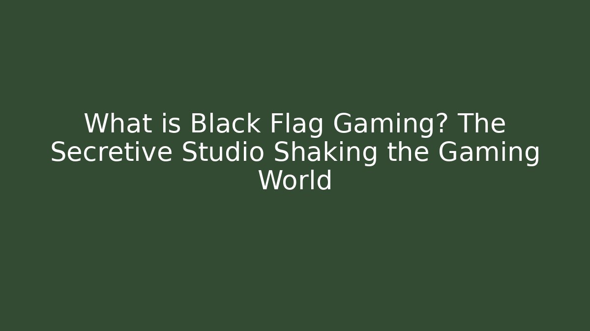 What is Black Flag Gaming? The Secretive Studio Shaking the Gaming World